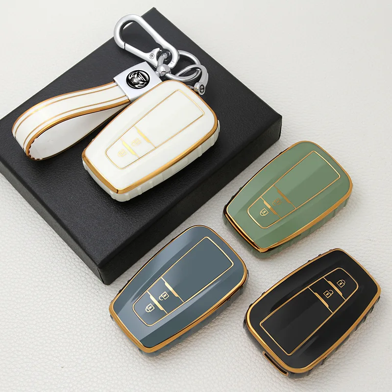 

2 3 Button Car Key Case Cover Fob For Toyota Camry CHR CH-R Prius Corolla RAV4 Prado 2017 2018 2019 Holder Accessories Keychain
