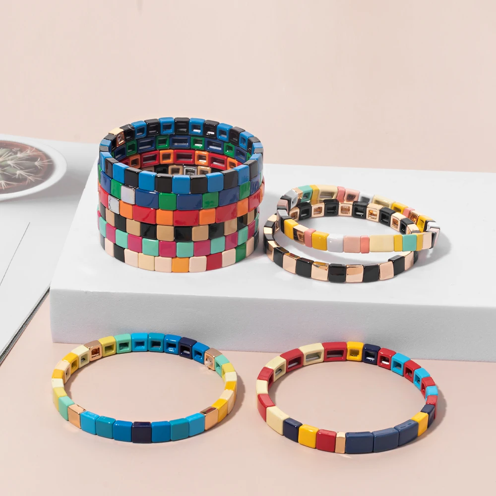 

BEUTIFOR Colorful Enamel Bracelet Child And Women And Men Multi-Color Match Bracelet Cute And Popluar Cuople Bracelet 2022