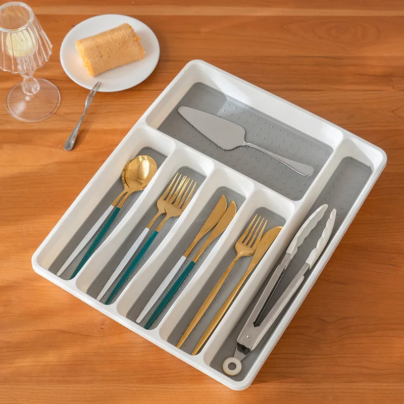 Kitchen Tableware Drawer Storage Box Partition Cutlery Holder Knife Spoon Fork Finishing Storage Eco-Friendly Partitioned Plate