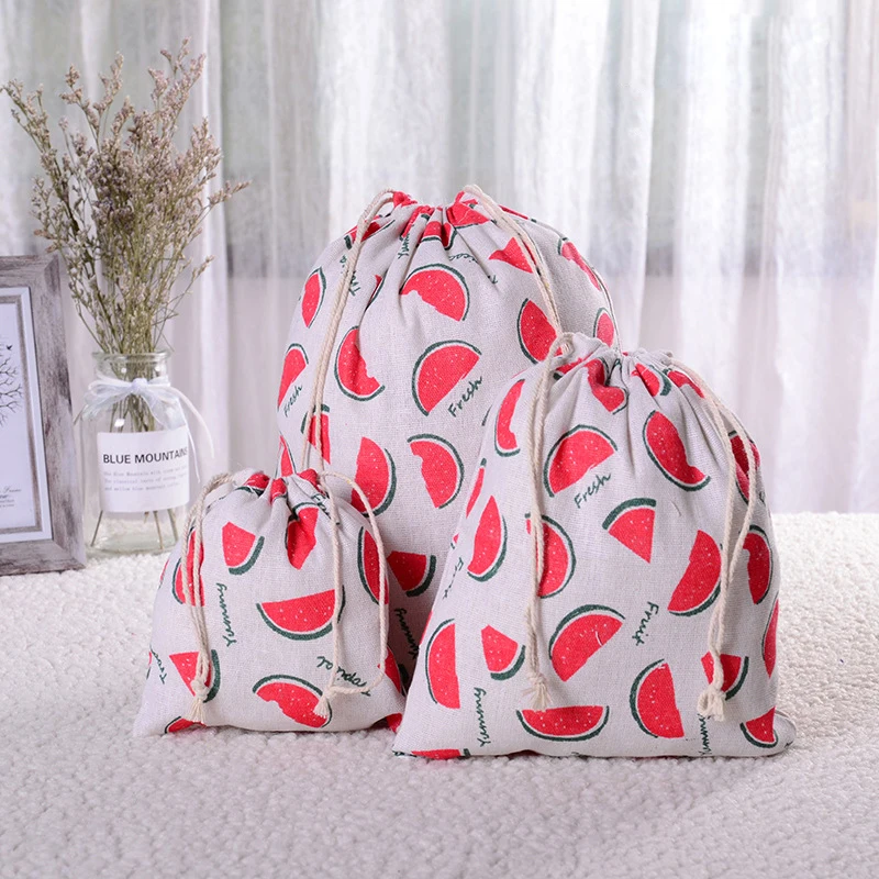1 шт. кухонная сумка для хранения арбуз персик шнурок хлопковая Льняная подарок