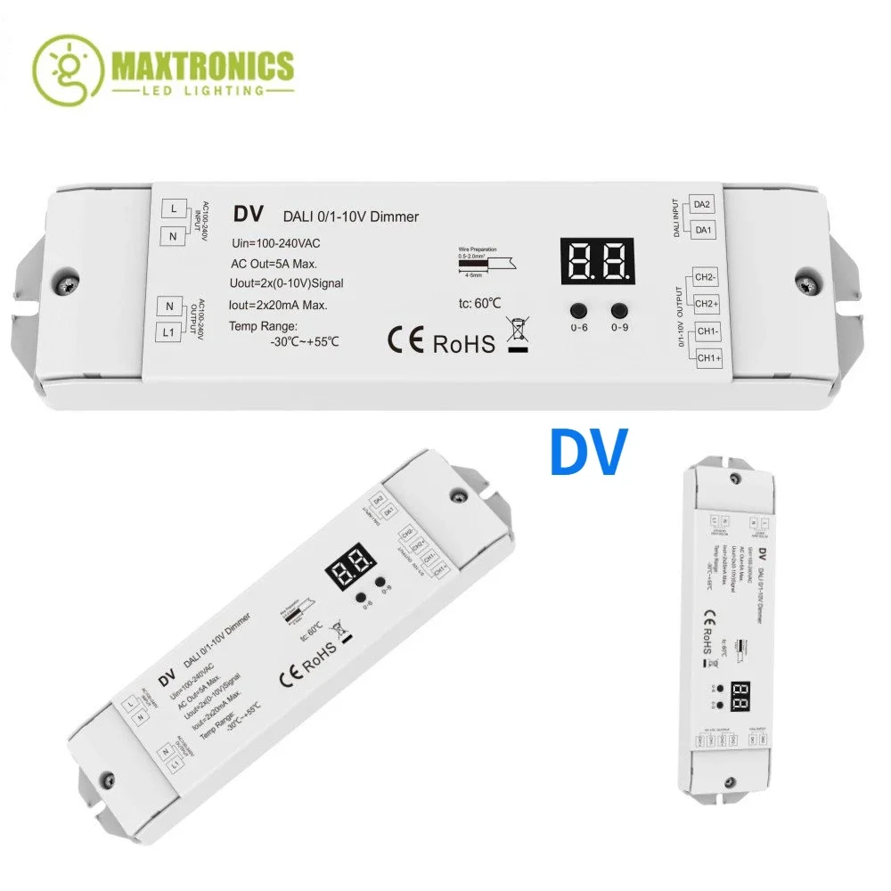 Диммер DALI 0/1-10 в -В переменного тока 2 канала * 20 мА DV с 2-мя деталями входное