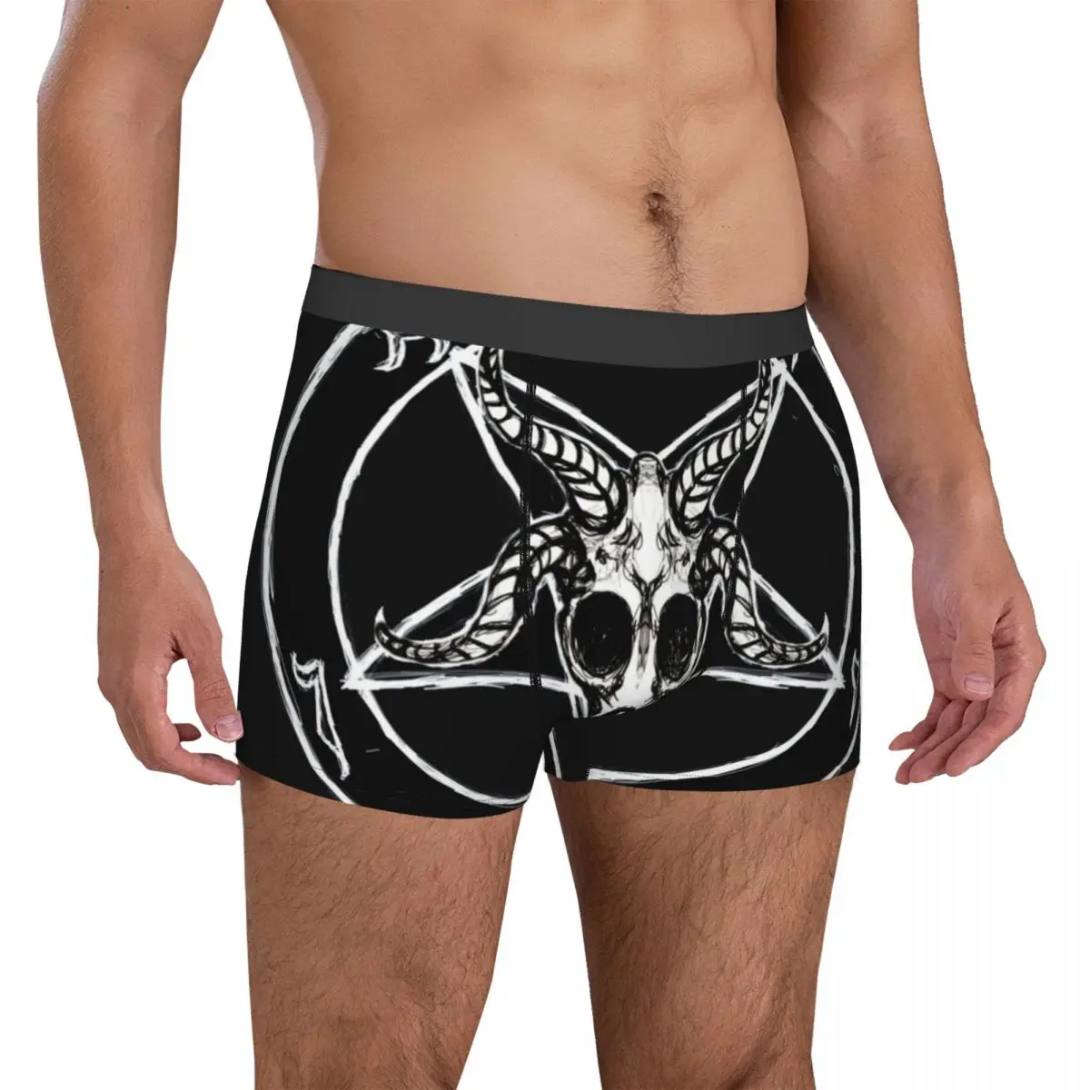 

Нижнее белье с пентаграммой Baphomet мужские трусы с пентаграммой дизайнерские эластичные боксеры шорты Горячие боксеры брифы