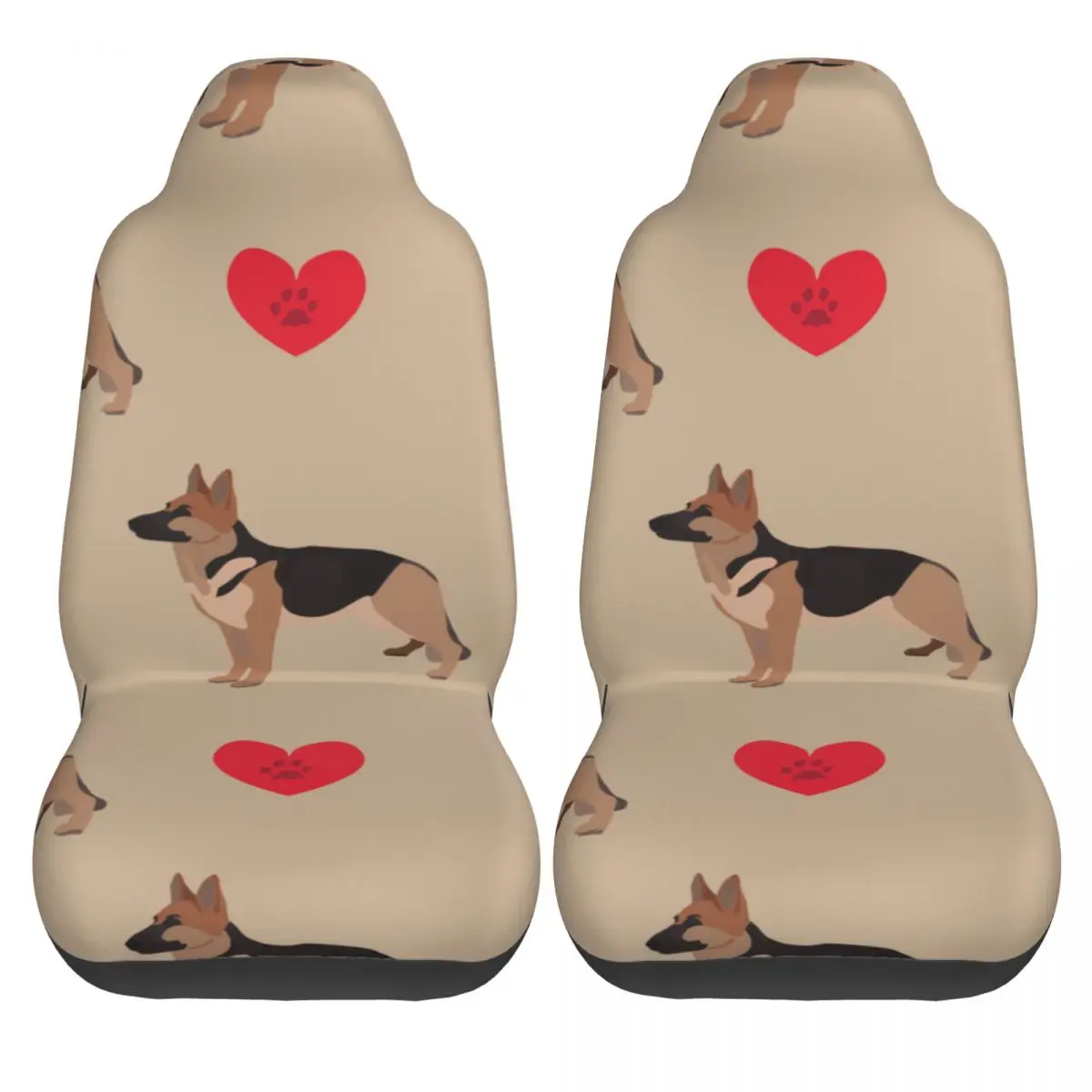 

2PCS Car Seat Covers Set Universal Fit Most Car covers Dog German Shepherd With Hearts Car Seat Protector