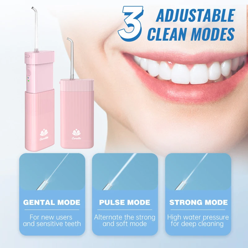 

Caredite Water Flosser Cordless for Teeth Cleaner，3 Modes 4 Jet Tips Dental Oral Irrigator，Rechargeable IPX7 Waterproof