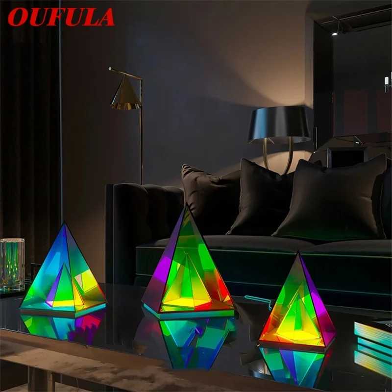 

OUFULA Contemporary Creative Table Lamp Pyramid Indoor Atmosphere Decorative LED Lighting For Home Bed Room