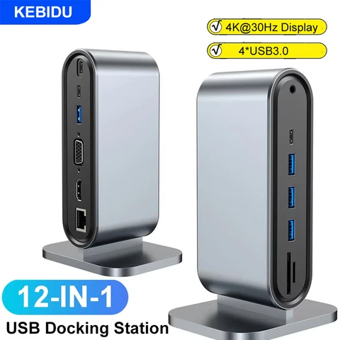 Kebidu 12-в-1 USB C Hub Docking Station
