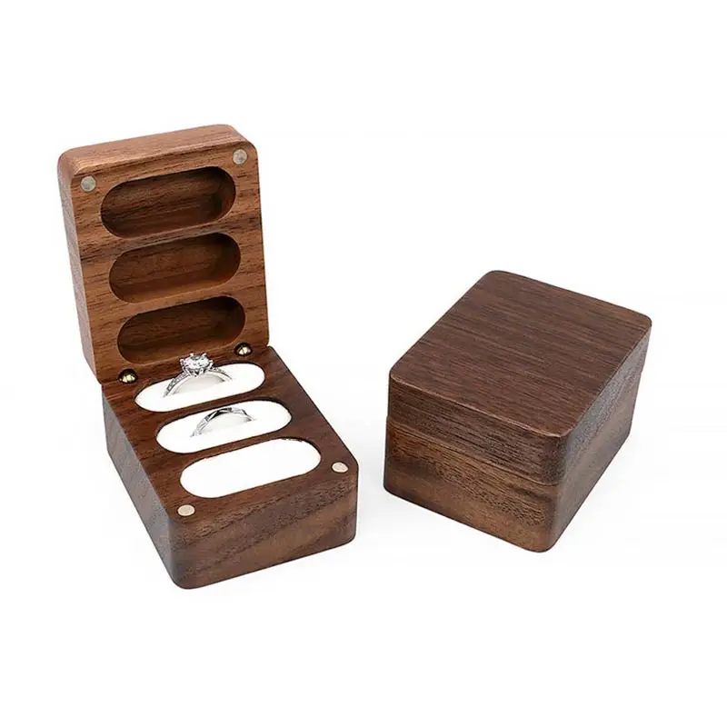 

1PC Ring box Solid wood Box black walnut Square box Jewelry box Creative jewelry box Storage box