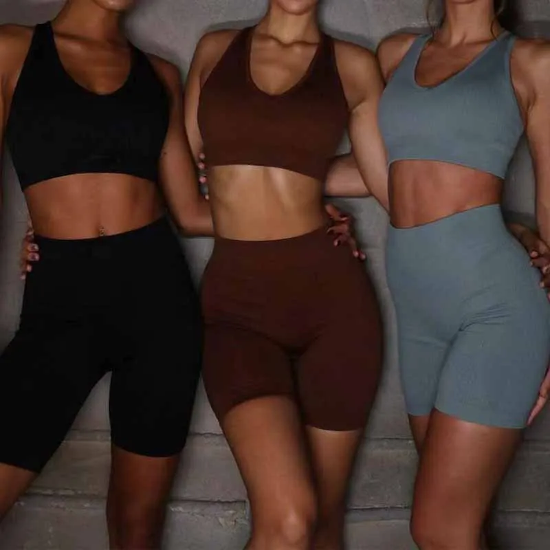 Yoga Suit Women's Sport Leggings Long Sleeve Crop Top Workout Wear Fitness Set Energy Seamless Yoga Set Gym Athletic Clothes