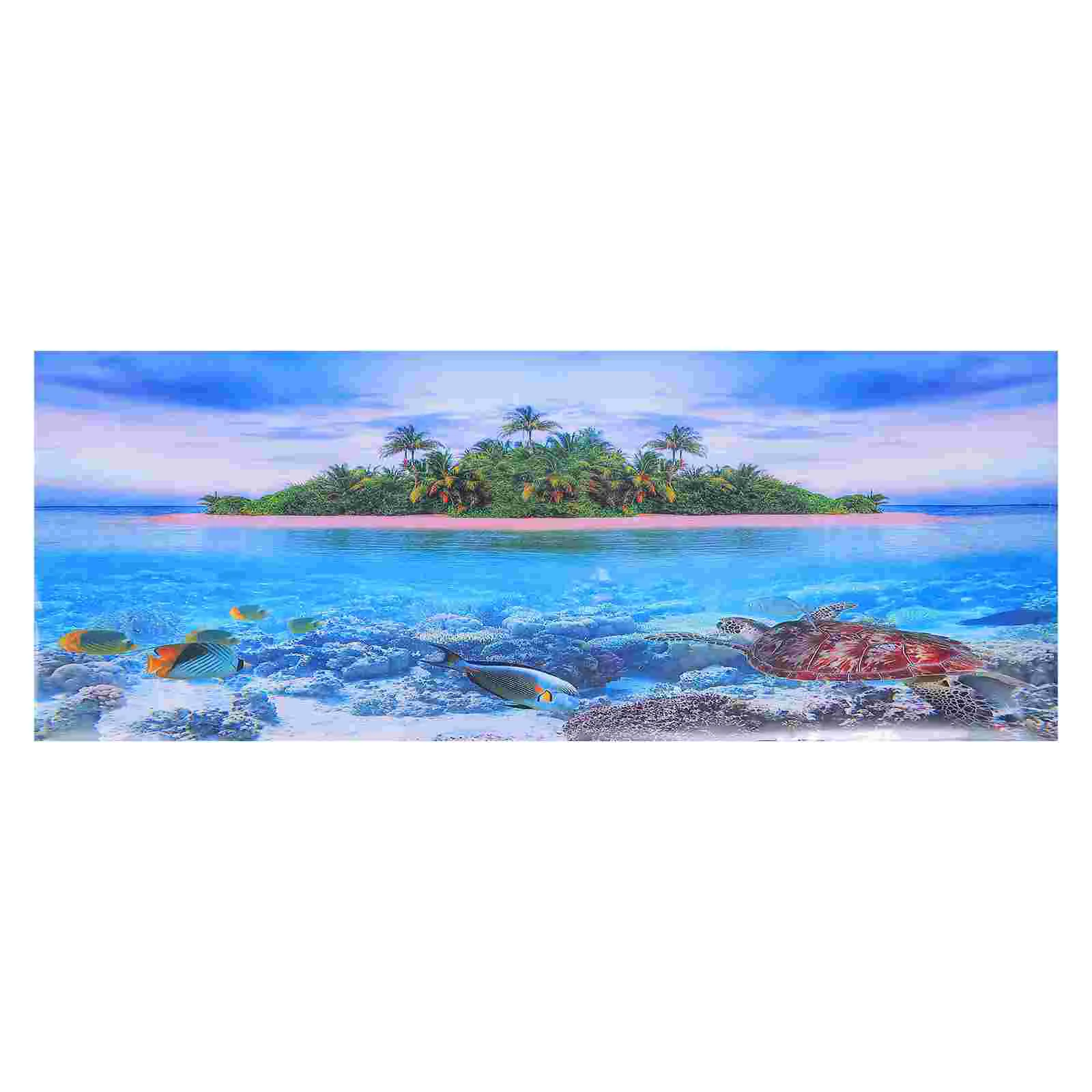 

Fish Tank Background Poster Underwater Tree Beach Decor Picture