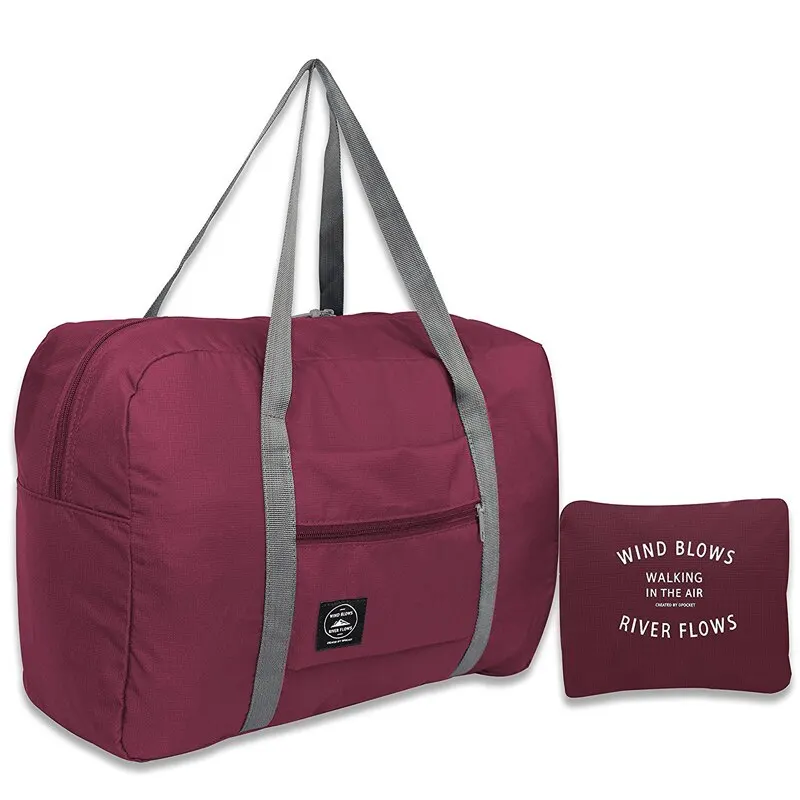 1Pc Red Navy Green Multifunctional Folding Travel Bag Single Shoulder Hand Luggage Bag Large Capacity Luggage
