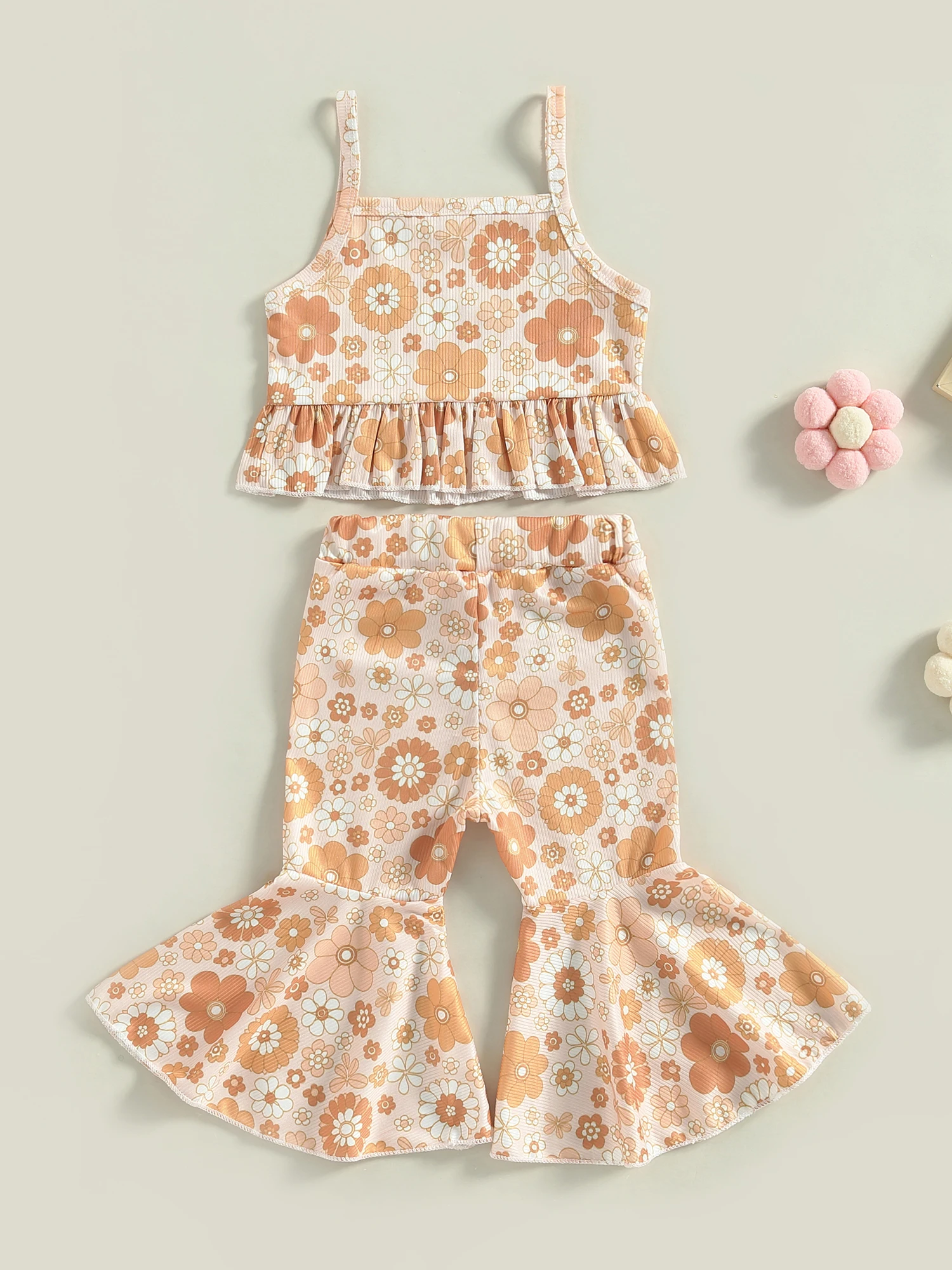 

Baby Girls Ruffled Romper Set with Bow Headband and Matching Bloomers
