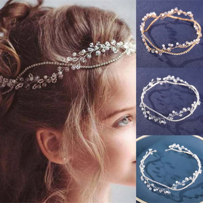 

Женская повязка на голову с жемчужинами и кристаллами