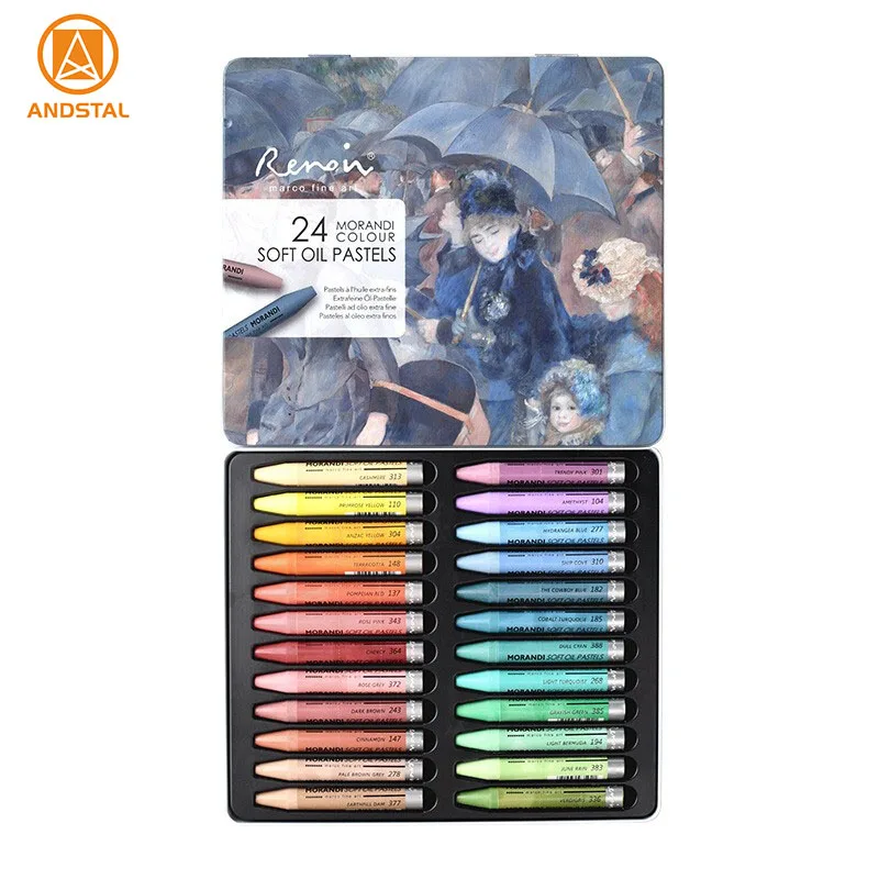 Andstal 24 Morandi Color Professional Colors Artist Oil Pastel Soft Pastel Painting Drawing Art Supplies Crayon Set For Artist