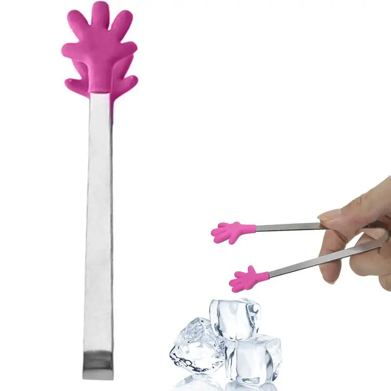 

Silicone Mini Tong Cute Stainless Steel Tongs Food Tong Heat Resistant For Serving Food Serving Appetizers Ice Cube Fruits Sugar