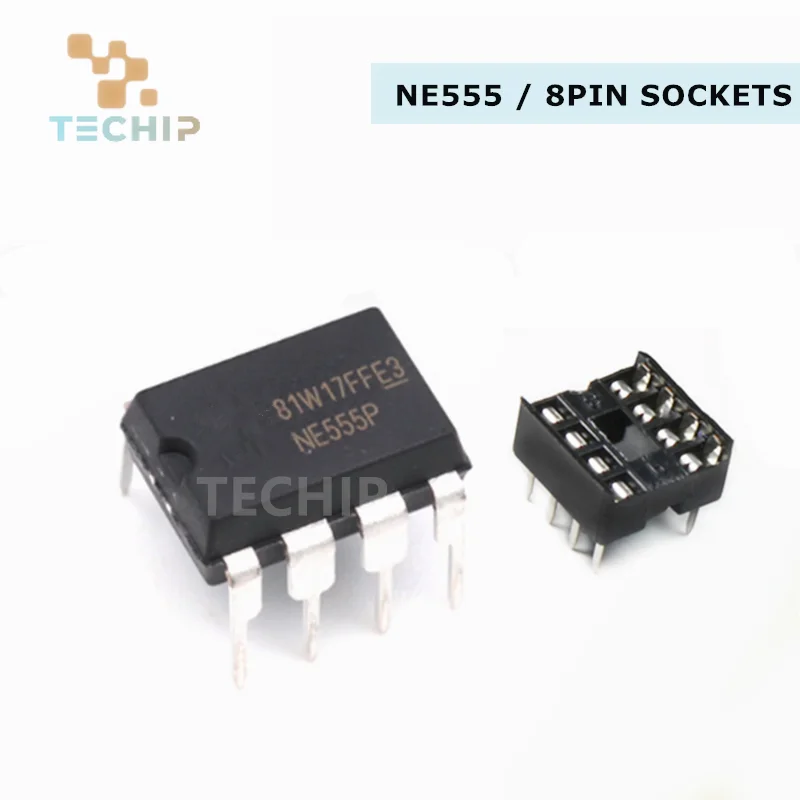 

10piece NE555 NE555P IC 555 Timer Programming Oscillator Chip & 8 Pin DIP Sockets