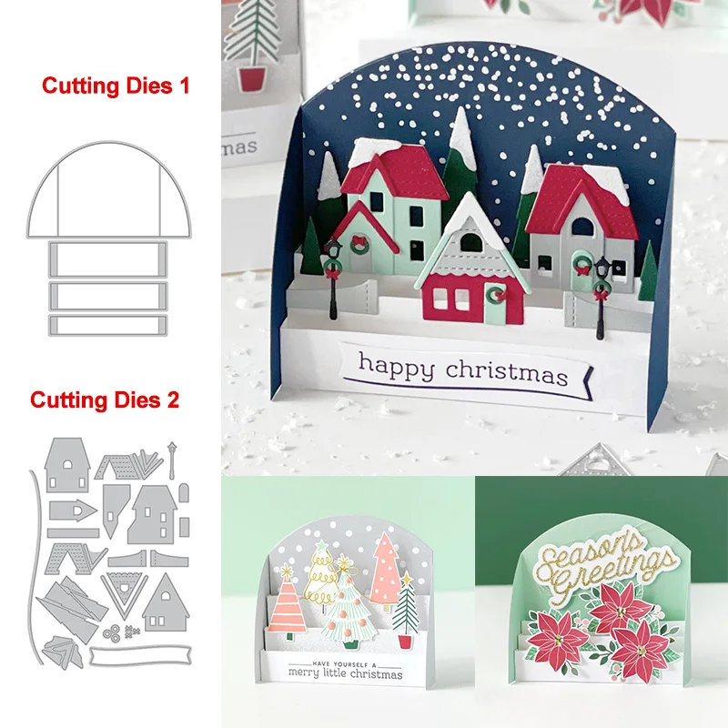 

Card Stacks Base Die Metal Cutting Dies Snow House Scrapbook Diary Decoration Stencil Embossing Template Diy Greeting Card 2021