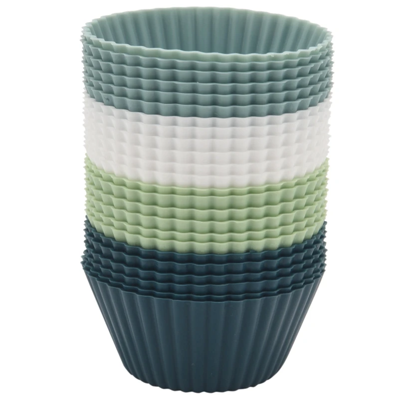 

Силиконовые Формы для кексов, 24 упаковки, силиконовые чашки для выпечки, многоразовые антипригарные сверхпрочные силиконовые вкладыши для кексов