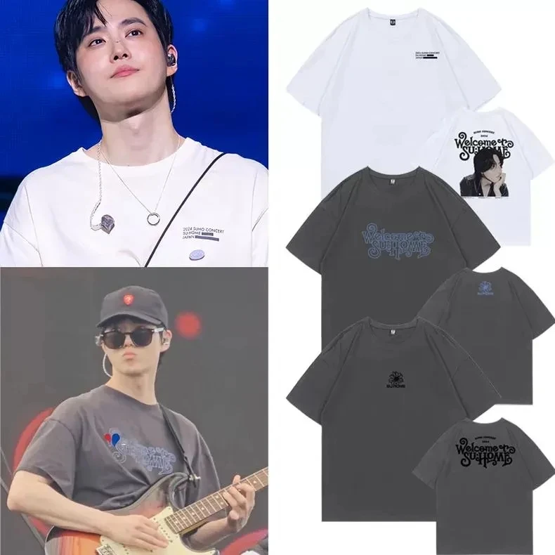 Kpop EXO SUHO SUHOME Мужская/Женская футболка в стиле Харадзюку с круглым вырезом и