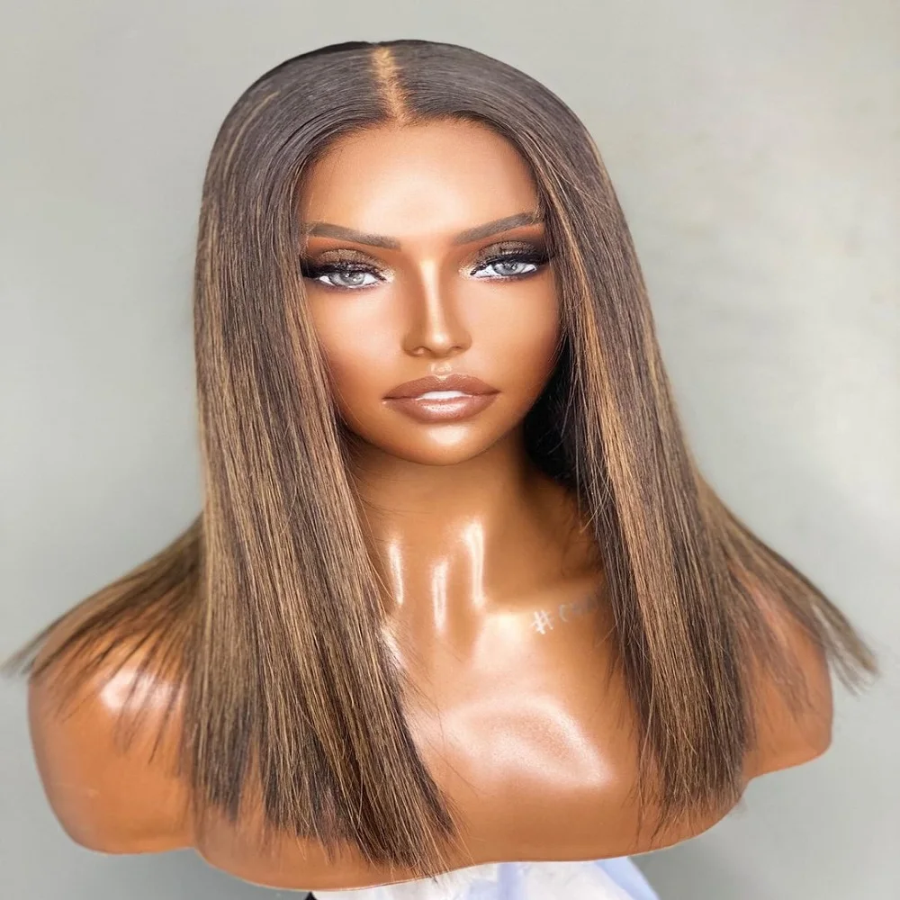 

Highlight Blonde Silky Straight European Human Hair Jewish Wig 16 inch Lace Front Wigs For Women With Baby Hair Glueless Wig