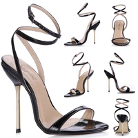 high heel sandals stiletto sexy women sandal dress party bridals heeled sandals open toe ankle strap black patent lady shoe 5 i
