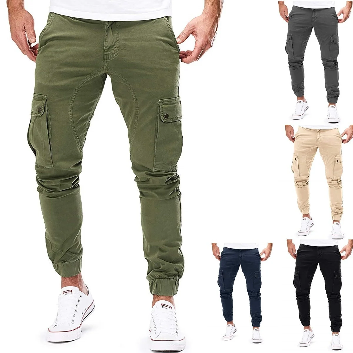 

Caro Pants Mens Tactical Joers Casual Multiple Pocket Elasticity Military Trousers Safari Style Breatable arem Trousers