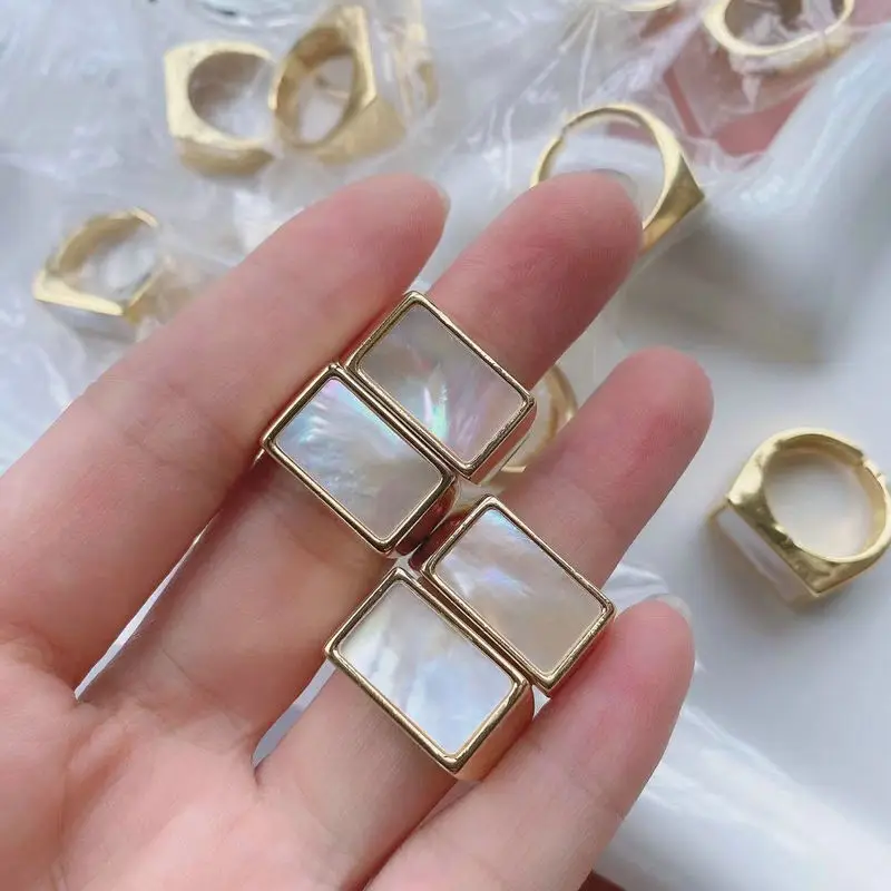 10 шт./лот модные кольца в форме Луны/звезды позолоченные с ракушкой регулируемое