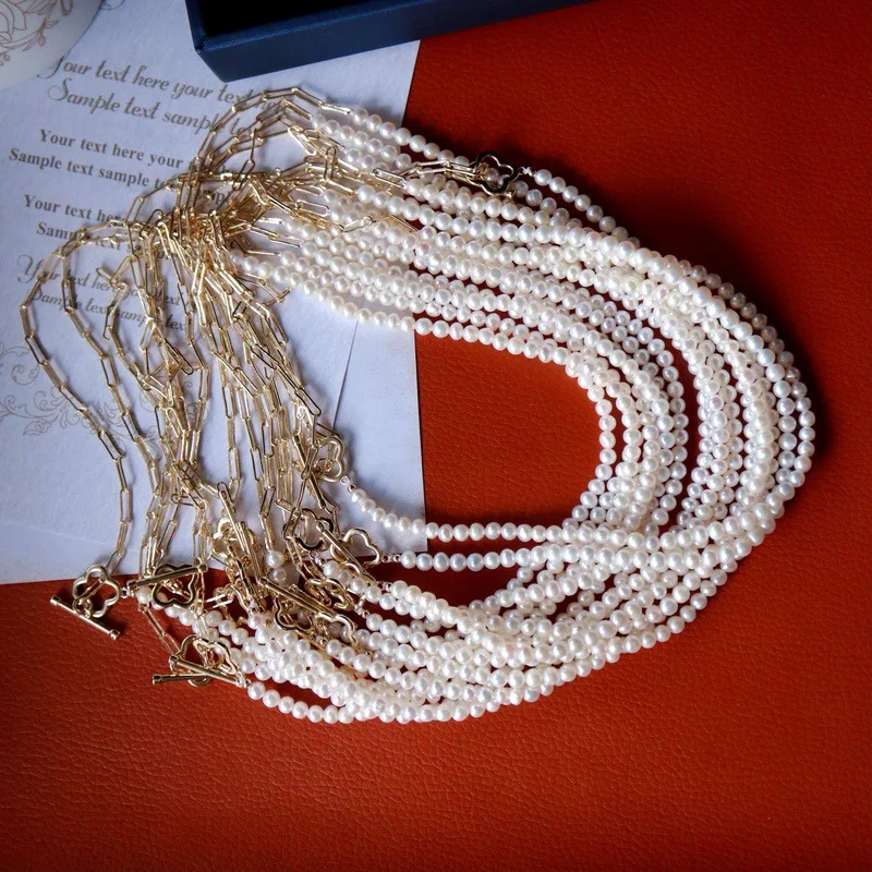 

4mm 100% Natural Freshwater Pearl Beaded Necklace Women Healing Gemstone Fine Real Pearl Jewelry For Girlfriend Mom Gifts 65cm