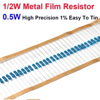 50pcs 12w metal film five color ring precision resistors 1%cf%89510%cf%89 r1k100k precision 1 resistive electronic components