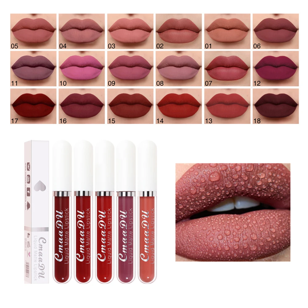 

18 Color Liquid Matte Lipstick Waterproof Velvet Lip Gloss Long Lasting Women Nude Matt Lips Makeup Cosmetic Cmaadu Lipsticks Ra