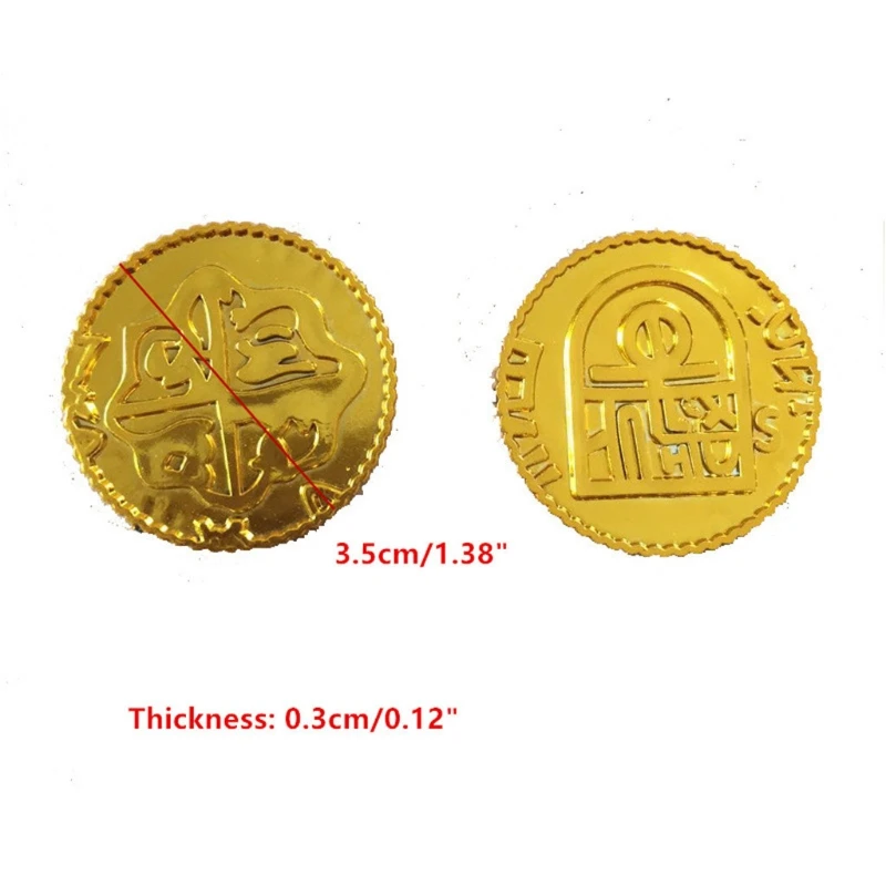 100pcs Pirates Gold Coins Poker Chips Plastic Board Game Coin Kid Party Supplies Fake Gold Treasure Halloween Decoration Toy images - 6