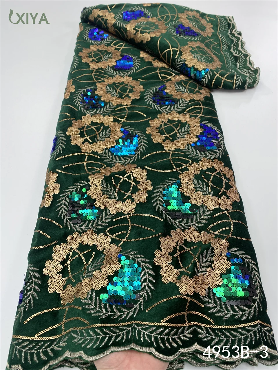 

XIYA LACE African Lace Fabric Velvet Lace Fabric for Bridal High Quality Sequins Net Laces Nigerian Sequence Lace APW4953B