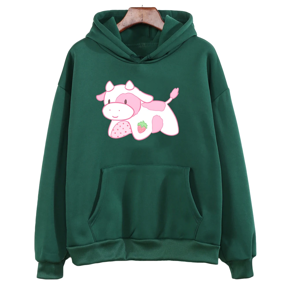 

Милые розовые толстовки в стиле Харадзюку с принтом клубники и молока, женская уличная корейская мода, толстовка с капюшоном, пуловер для школьниц, уличная одежда