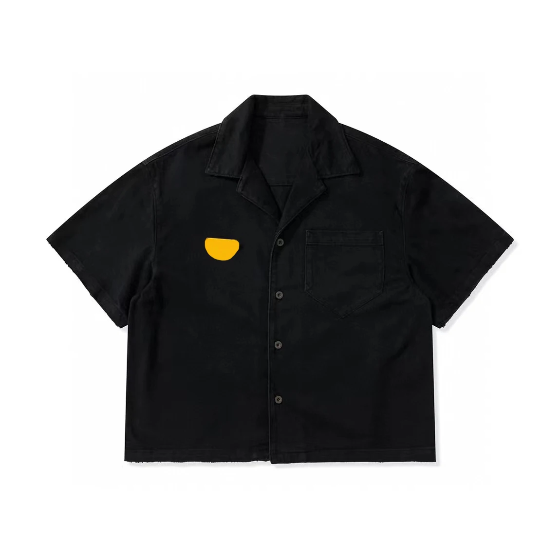 

Черная джинсовая рубашка с коротким рукавом # nigo7441