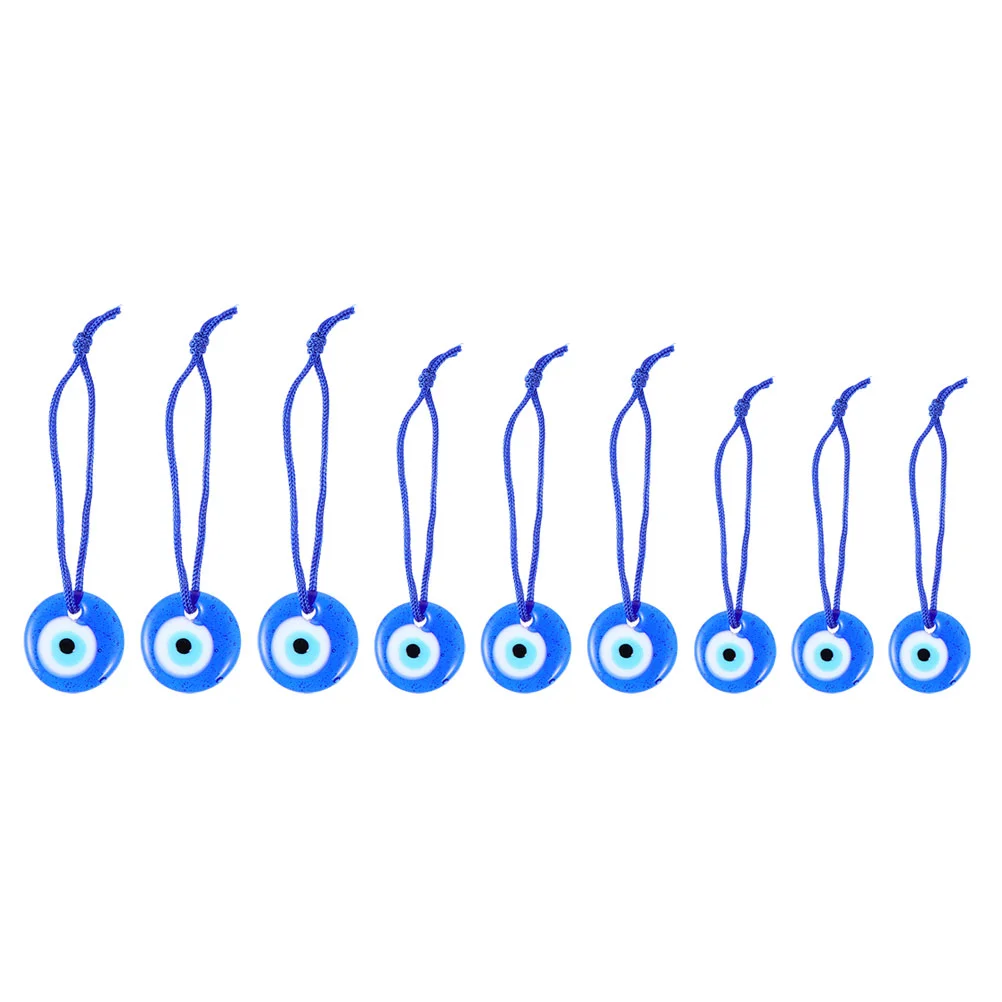 

9pcs Blue Evil Eye Wall Hanging Ornament Exquisite Glass Blue Eye Hanging Decor