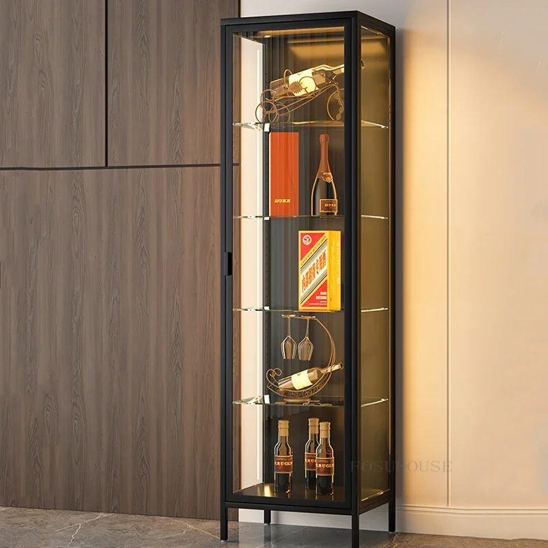 Современные минималистичные Винные Шкафы для гостиной стеклянная дверь витрина