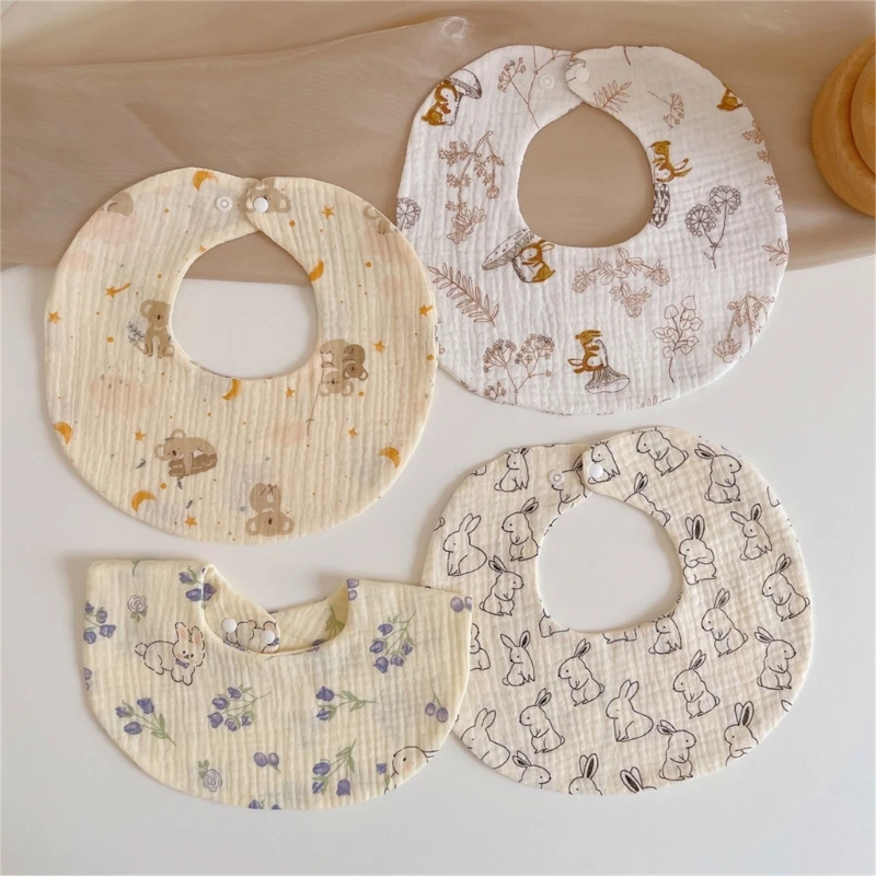 

Infant Drooling Bib Lovely Burp Cloth Breathable Cotton Saliva Towel 4-layer Baby Bibs for Newborn Toddlers Mouthwipes