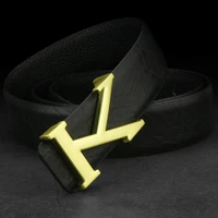 new black k letter belt mens luxury fashion high quality belt leather designer mens belt coffee color cowskinceinture