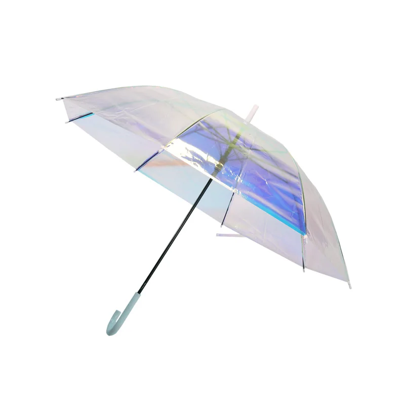 

Creative color-changing transparent umbrella PVC handheld long wind windproof umbrella colorful girl