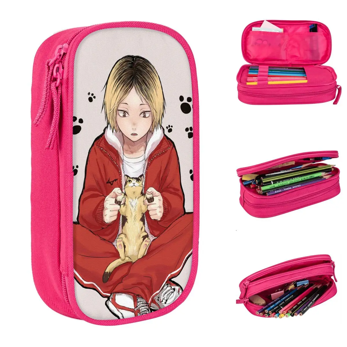 Case Cute Haikyuu Japanese Anime Pen Box Bag For Student Big Capacity Students School Gift Pencil Box