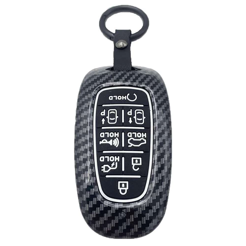 

Carbon Fiber ABS Silicone Car Key Case Covers for Hyundai Solaris Sonata Hybrid NEXO NX4 New Grand Santa Fe Tucson 2020 2021