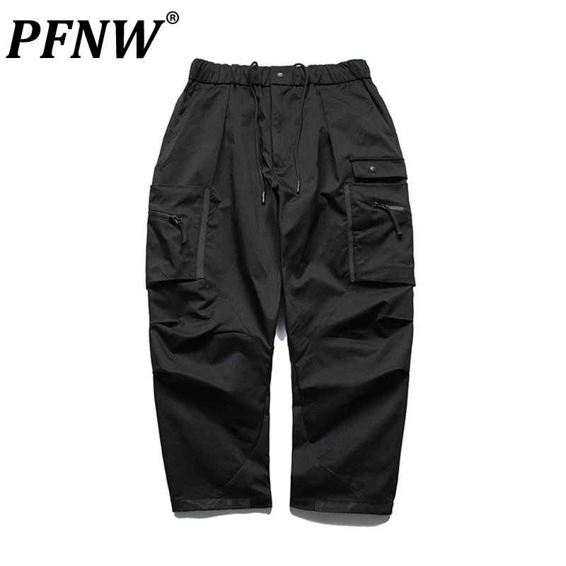 

PFNW Spring Summer Men's Safari Style Multi-pockets Tide Overalls Darkwear Baggy Techwear Drawstring Running Cargo Pants 12A8827
