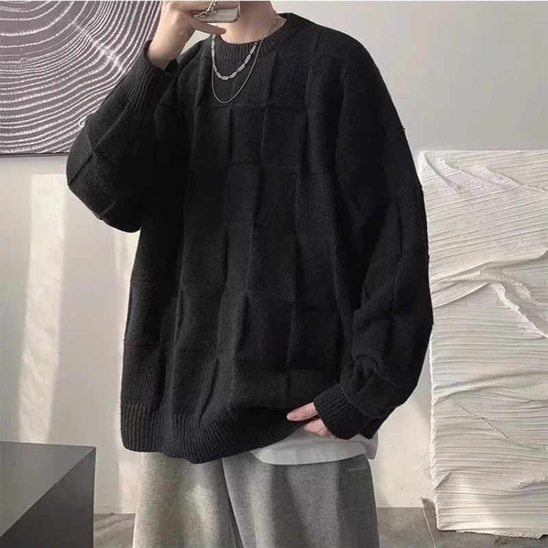 Осенние свитера мужские мешковатые простые в японском стиле Harajuku универсальный
