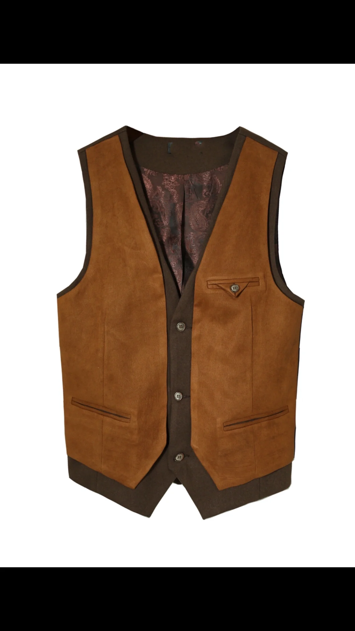 

Men's Faux Suede Paneled Tank Top Summer Beach Western Denim Classic Tank Top Steampunk Sleeveless Jacket V-Neck