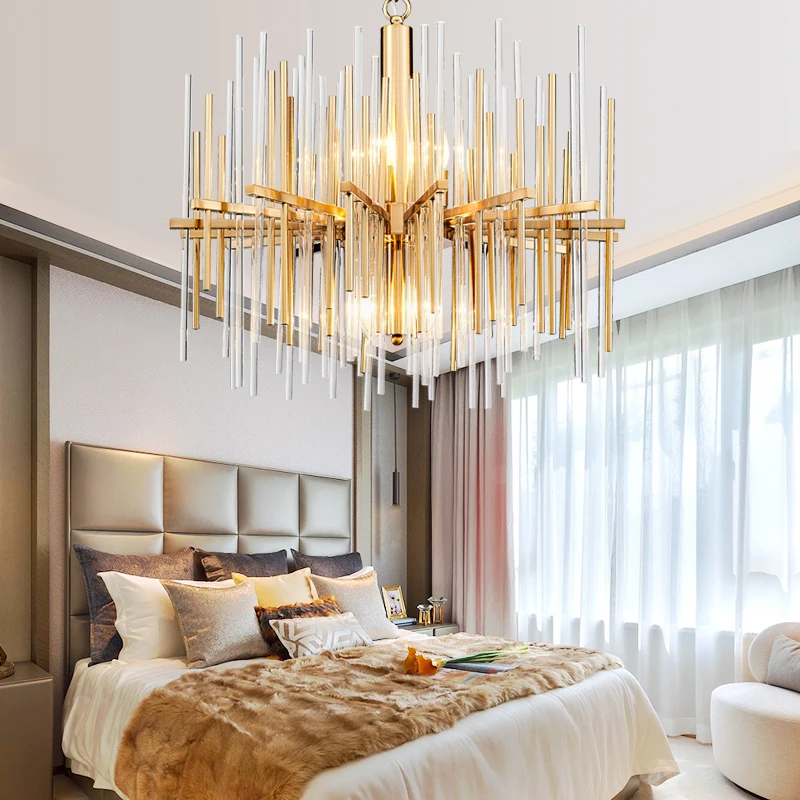 ceiling chandelier lustre/lampara techo chandelier led/home decor decoration maison/gold ​Crystal chandeliers/free shipping
