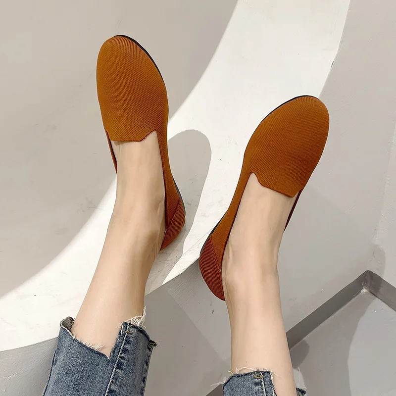 Luxury Woman Ballerina 2022 New Princess Shoes Women's Loafers Shallow Knit Flats Shoes Round Head Single Shoes Zapatillas Mujer