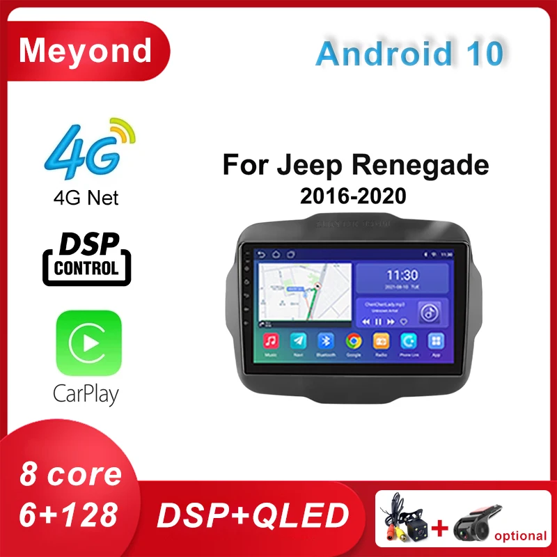 

6+128GB 2 Din Android Auto Radio For Jeep Renegade 2016 2017- 2020 Autoradio Stereo Carplay 4G Car Multimedia GPS DSP 2din