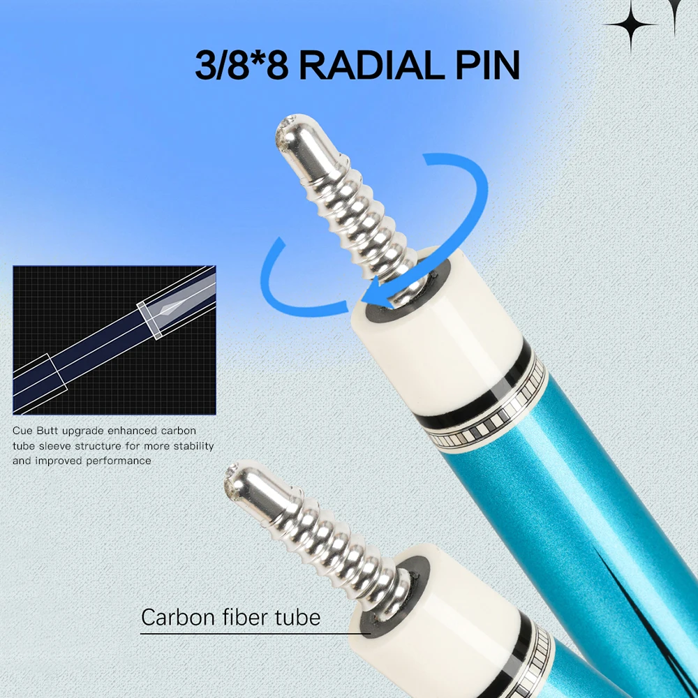 Бильярдный Кий KONLLEN из углеродного волокна 11 5 мм 12 3/8x8 радиальных контактов 1/2 игр