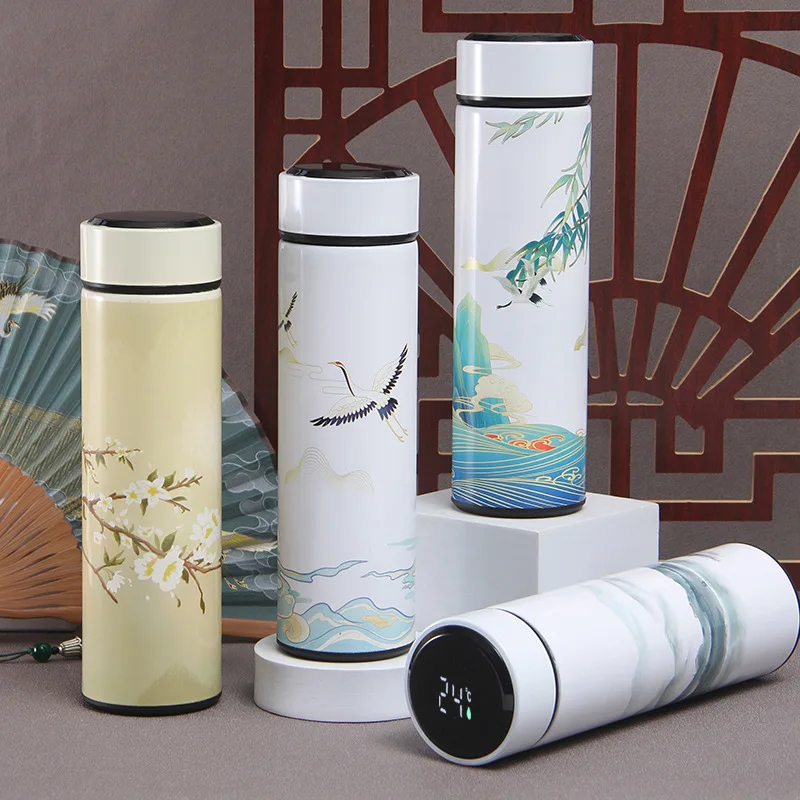 

Chinese Style Intelligent Thermos Vacuum Cup Stainless Steel Digital Coffee Tea Water Thermal Bottle Creative Drinkware 500 ml