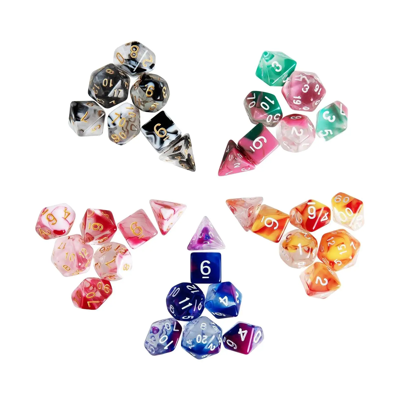 

35 Pieces Acrylic Polyhedral Dices Set D4-D20 Party Toys for MTG Role Playing Table Games Classroom Accessories Math Teaching