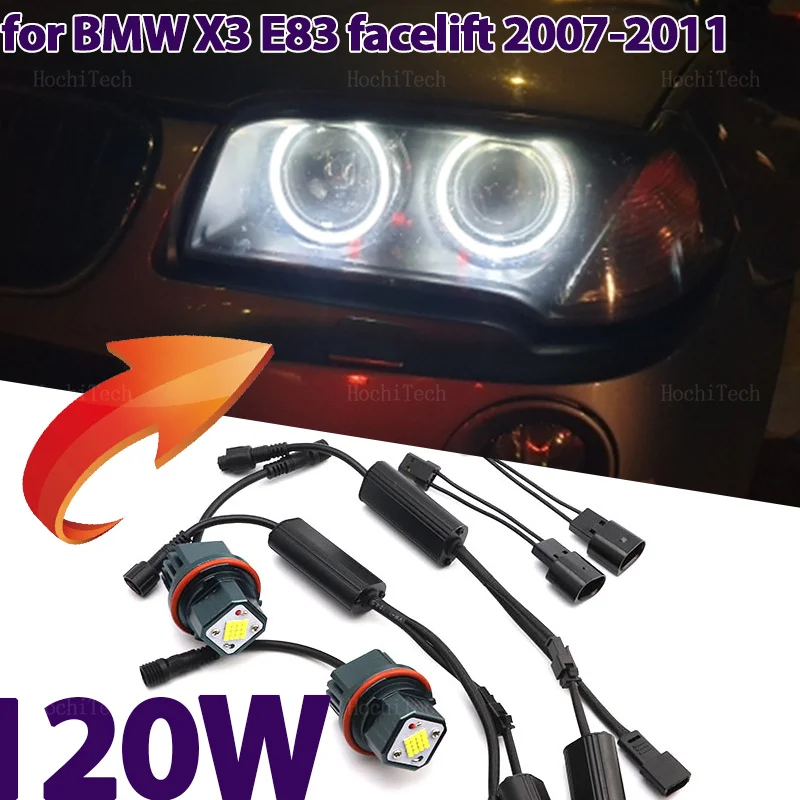 

120W 6000K CANbus LED Angel Eyes Marker Lights Bulbs Error Free White for BMW E83 X3 facelift 2007 2008 2009 2010 2011